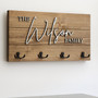 Personalized Wooden Family Name Key Hanger For Home - Customizable Key Holder