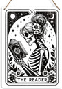Humorous Skeleton Tarot Metal Sign For Home Office - Rustic Farmhouse Decor For Book Lovers And Witch Enthusiasts