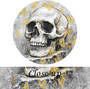 Gothic Skeleton Canvas Wall Art - Black And White With Gold Butterflies For Spooky Decor