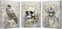 Gothic Skeleton Canvas Wall Art - Black And White With Gold Butterflies For Spooky Decor