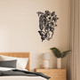 Eclectic Gothic Skeleton Wall Art For Bedroom & Outdoor - Metal Skull With Flowers