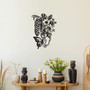Eclectic Gothic Skeleton Wall Art For Bedroom & Outdoor - Metal Skull With Flowers