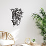 Eclectic Gothic Skeleton Wall Art For Bedroom & Outdoor - Metal Skull With Flowers