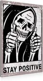 Funny Retro Skeleton Sign - Vintage Skull Wall Art For Living Room And Bedroom Decor, Halloween Gifts - 8x12 Metal Tin