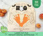 Personalized Baby's First Halloween Wood Sign For Nursery Room | Custom Footprint Art Decor