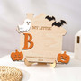 Personalized Baby's First Halloween Wood Sign - Custom Keepsake For My Little Boo - DIY Footprint Theme