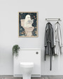 Beige Oak Framed Ghost Halloween Canvas For Aesthetic Bathroom And Bedroom Wall Decor