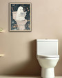 Beige Oak Framed Ghost Halloween Canvas For Aesthetic Bathroom And Bedroom Wall Decor