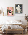 Beige Oak Framed Ghost Halloween Canvas For Aesthetic Bathroom And Bedroom Wall Decor