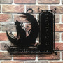 Personalized Black Cat Halloween Outdoor Address Metal Sign LED Light - Cat Lover Gift For Home Decor