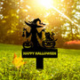 Personalized Black Cat Halloween Metal Sign For Spooky Outdoor DéCor, Custom Witch Hat Pumpkin Design