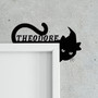Personalized Black Cat Halloween Metal Sign For Cat Lovers - Witch Hat Corner Art For Spooky Door Decor