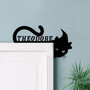 Personalized Black Cat Halloween Metal Sign For Cat Lovers - Witch Hat Corner Art For Spooky Door Decor