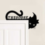 Personalized Black Cat Halloween Metal Sign For Cat Lovers - Witch Hat Corner Art For Spooky Door Decor