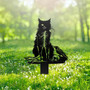Spooky Black Cat Metal Sign For Halloween Outdoor Decor - Garden Art Stake