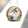 Spooky Black Cat Halloween Suncatcher Stained Glass Ornament - Fall Witchy Decor Gift