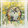 Spooky Black Cat Halloween Suncatcher Stained Glass Ornament - Fall Witchy Decor Gift