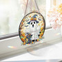 Spooky Black Cat Halloween Suncatcher Stained Glass Ornament - Fall Witchy Decor Gift