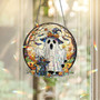 Spooky Black Cat Halloween Suncatcher Stained Glass Ornament - Fall Witchy Decor Gift