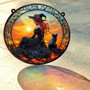 Handcrafted Black Cat Halloween Suncatcher For Spooky DéCor - Witch And Moon Acrylic Ornament For Window Decoration