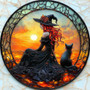 Handcrafted Black Cat Halloween Suncatcher For Spooky DéCor - Witch And Moon Acrylic Ornament For Window Decoration