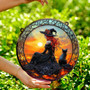 Handcrafted Black Cat Halloween Suncatcher For Spooky DéCor - Witch And Moon Acrylic Ornament For Window Decoration