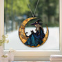 Spooky Witch And Black Cat Suncatcher - Halloween Window Hanging For Witchy Home