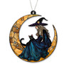 Spooky Witch And Black Cat Suncatcher - Halloween Window Hanging For Witchy Home