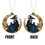Spooky Witch And Black Cat Suncatcher - Halloween Window Hanging For Witchy Home