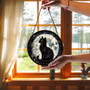 Black Cat On Moon Stained Glass Suncatcher For Cat Moms - Halloween Window Hanging Gift