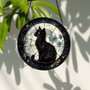Black Cat On Moon Stained Glass Suncatcher For Cat Moms - Halloween Window Hanging Gift