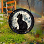 Black Cat On Moon Stained Glass Suncatcher For Cat Moms - Halloween Window Hanging Gift