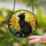 Gothic Black Cat Suncatcher With Butterflies For Halloween - Memorial Ornament For Cat Lovers
