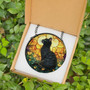Gothic Black Cat Suncatcher With Butterflies For Halloween - Memorial Ornament For Cat Lovers