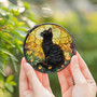 Gothic Black Cat Suncatcher With Butterflies For Halloween - Memorial Ornament For Cat Lovers