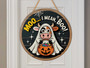 Cute Ghost Cow Boo Crew Wood Sign For Halloween Porch Decor - Farmhouse Style