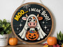 Cute Ghost Cow Boo Crew Wood Sign For Halloween Porch Decor - Farmhouse Style