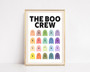 Trendy Boo Crew Ghost Wood Sign - Cute Retro Halloween Wall Art For Indoor Decoration