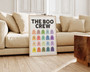 Trendy Boo Crew Ghost Wood Sign - Cute Retro Halloween Wall Art For Indoor Decoration