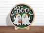 Boo Crew Ghost Door Sign | Cute Round Wooden DéCor For Halloween | Trick Or Treat Porch Hanger