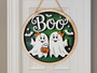 Boo Crew Ghost Door Sign | Cute Round Wooden DéCor For Halloween | Trick Or Treat Porch Hanger