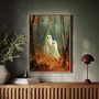 Ghost family Halloween canvas art in portrait orientation, neutral palette, personalized names, perfect for entryway decor