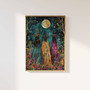 Ethereal Halloween Witches Canvas Art With Wildflowers - Mystical Art For Living Room DéCor