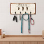 Personalized Wood Key Holder For Wall With Family Name And Pet Paw Print - Housewarming Gift