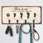 Personalized Wood Key Holder For Wall With Family Name And Pet Paw Print - Housewarming Gift