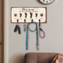 Personalized Wood Key Holder For Wall With Family Name And Pet Paw Print - Housewarming Gift