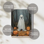 Spooky Ghost Dog Canvas Print - Vintage Halloween Decor For Dog Lovers