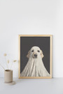 Personalized Ghost Dog Wall Art Canvas - Golden Retriever In Ghost Costume For Halloween Home DéCor
