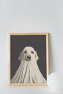 Personalized Ghost Dog Wall Art Canvas - Golden Retriever In Ghost Costume For Halloween Home DéCor