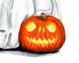 Charming Ghost Dog Watercolor Canvas For Cute Fall & Halloween Decor